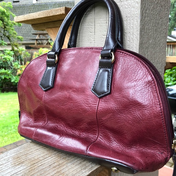 Tignanello satchel bag front weave leather wide zip open, red - Picture 3 of 6